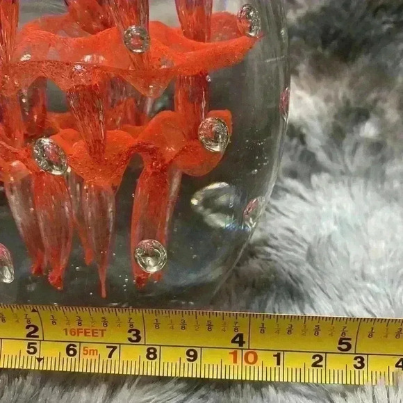 Large Teardrop or Egg form Art Glass  , orange colored and controlled helix - Picture 14 of 16